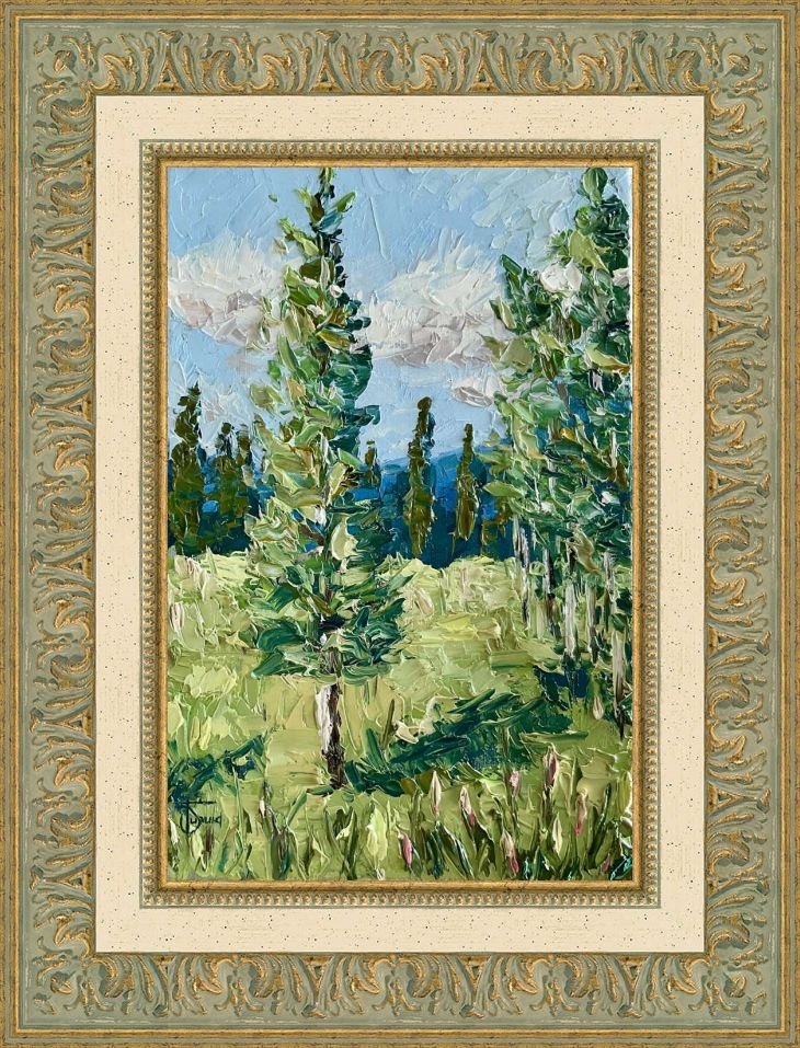 Картина маслом Одинокая береза, мастихин, 20х30 см - 2
