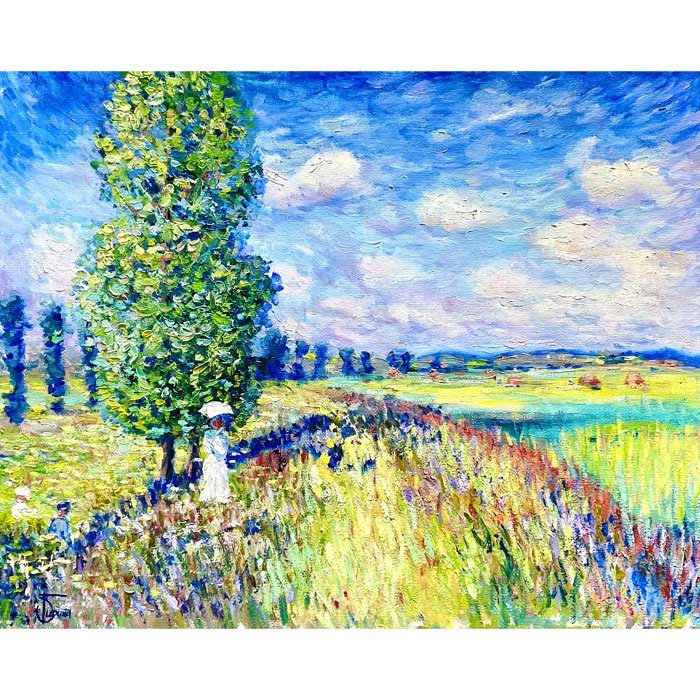 Пейзаж по мотивам Клода Моне — летнее поле, картина маслом 50×60 см
