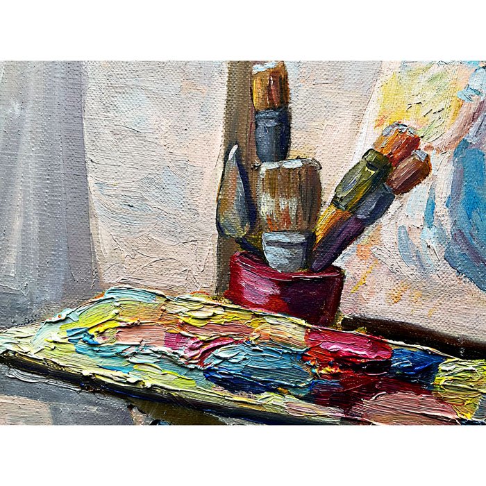 Картина маслом 50×60 Париж за окном — Эйфелева башня, оригинал - 3