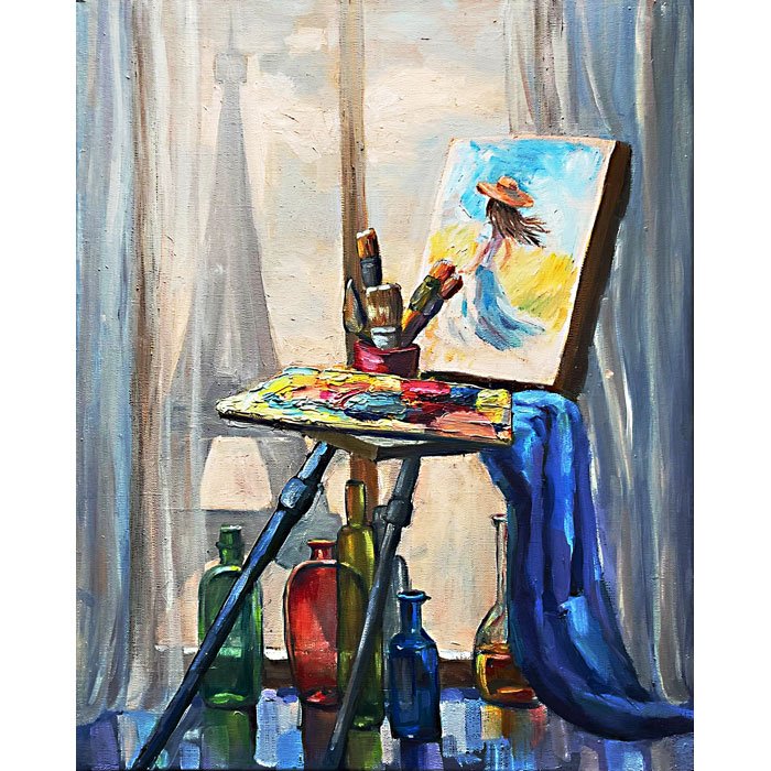Картина маслом 50×60 Париж за окном — Эйфелева башня, оригинал